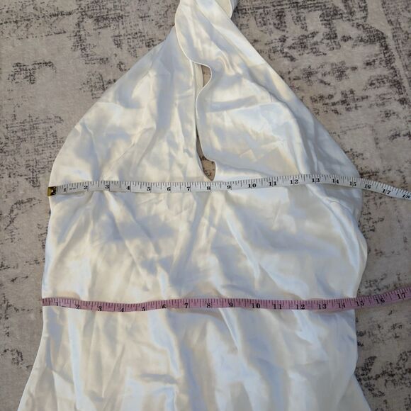 Lulus Beyond Classy White Satin Halter Mini Dress Size Small Bridal Bachelorette - Picture 6 of 10